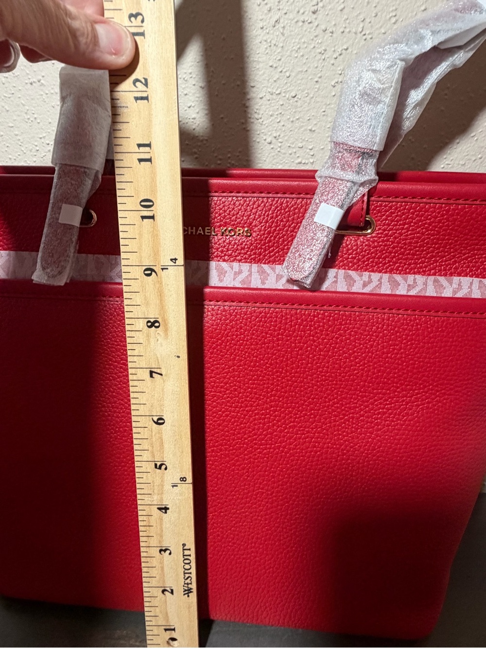 Michael Kors Bright Red Pebbled Leather Tote NWT - Picture 4 of 5